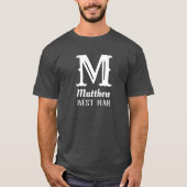 T-shirt Monogramme masculin personnalisé Mariage Gris Demo (Devant)