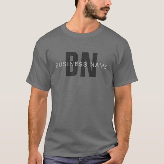 T-shirt Monogramme moderne gris foncé modifiable Modèle de (Devant)