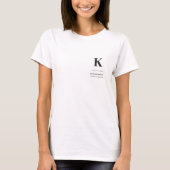 T-shirt Monogramme moderne minimaliste noir et blanc (Devant)