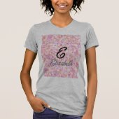 T-shirt Monogramme moderne Nom Aquarelle rose Yellow Spots (Devant)