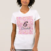 T-shirt Monogramme moderne Nom Aquarelle rose Yellow Spots (Devant)
