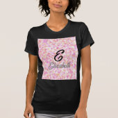 T-shirt Monogramme moderne Nom Aquarelle rose Yellow Spots (Devant)