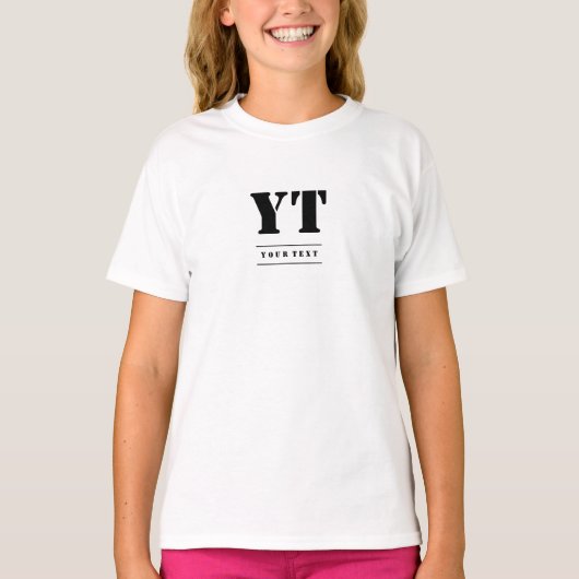 T-shirt Monogramme noir classique simple (Devant)