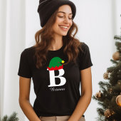 T-shirt Monogramme Nom de Noël Chemise, Elfe Casquette, Fa