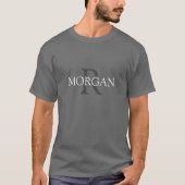 T-shirt Monogramme & Nom, Design tendance Gris Blanc Texte (Devant)