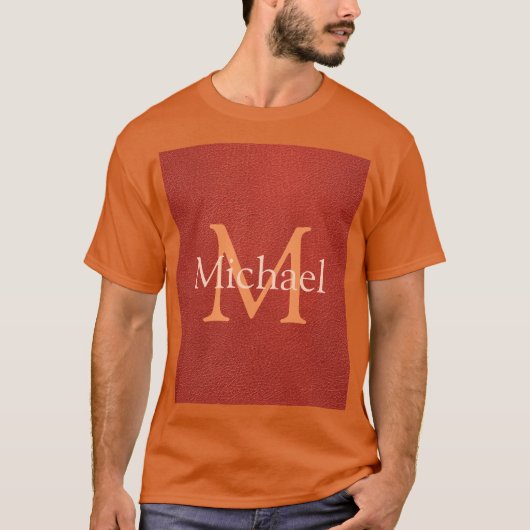 T-shirt Monogramme Nom initial Modèle Mens Cuir Look (Devant)