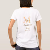 T-shirt Monogramme orange pour la fête de mariage avec nom (Dos)