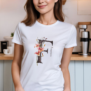 T-shirt Monogramme personnalisable 'F' : Lily, écorce d'ar
