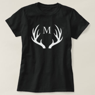 T-shirt Monogramme personnalisé avec Antler Cerf Blanc Noi