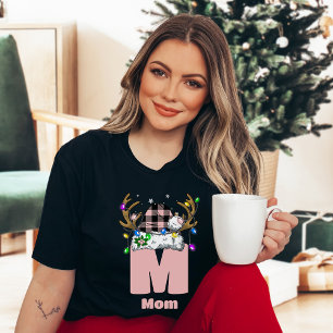 T-shirt Monogramme Personnalisé Avec Le Nom Pink Noël