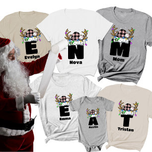 T-shirt Monogramme Personnalisé Avec Le Nom Pink Noël