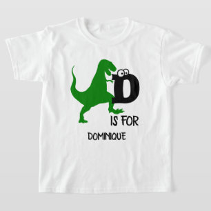T-shirt Monogramme personnalisé D pour Dinosaur mignon T R