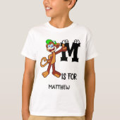 T-shirt Monogramme personnalisé M est pour singes l'illust (Devant)