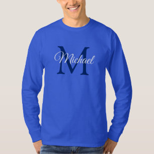 T-shirt Monogramme personnalisé Nom initial Mens Longues M