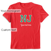 T-shirt Monogramme personnalisé Nom Texte vert rouge graph