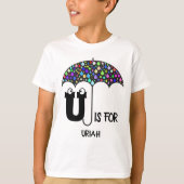 T-shirt monogramme personnalisé U est pour Umbrella nom mi (Devant)