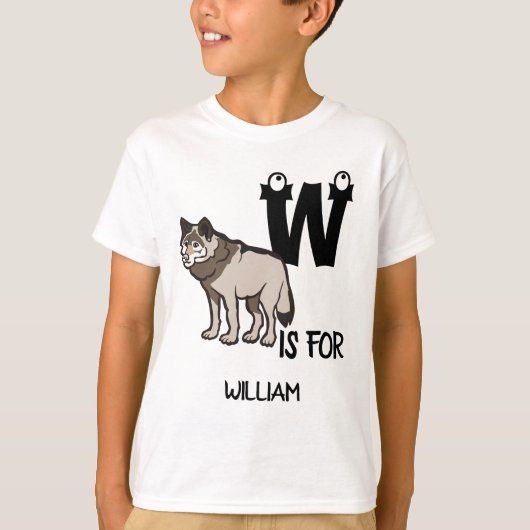 T-shirt monogramme personnalisé W est pour Wolf mignon ill (Devant)