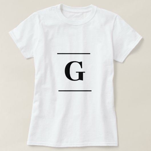 T-shirt Monogramme simple blanc minimaliste (Design devant)