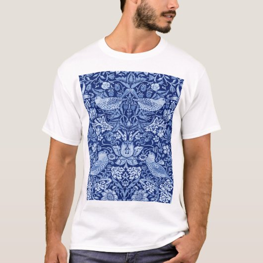 T-shirt Monotone bleu de fraises Thief, William Morris (Devant)