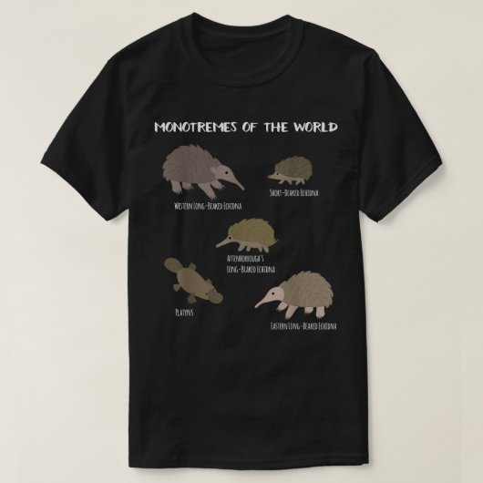 T-shirt Monotremes Du Monde Echidna Platypus Fonds Cadeau (Design devant)