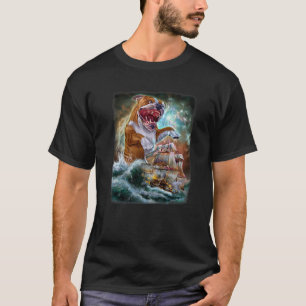 T-shirt Monster Bulldog Alors Que Kraken Attaque Un Bateau