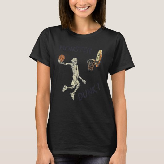 T-shirt Monster Drunk Skeleton Joue Au Basketball (Devant)