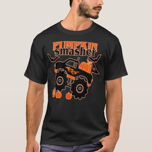 T-shirt Monster k Citrouille Smasher Funny Halloween backg (Devant)