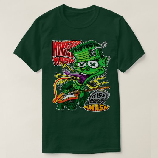 T-shirt monster-mash-frankenstein-on-guitare, groupe, fran (Design devant)