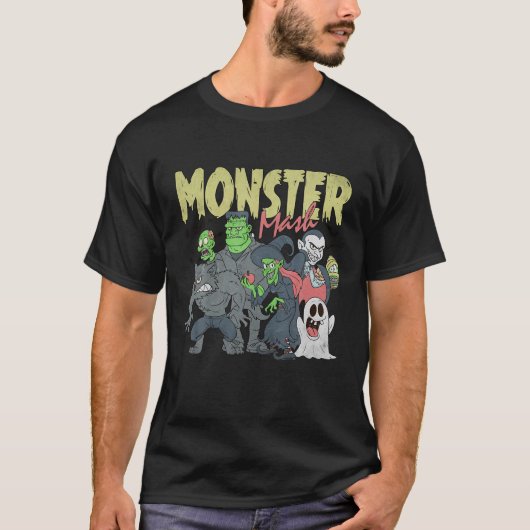 T-shirt Monster Mash Retro Halloween Funny Monster Éffraya (Devant)