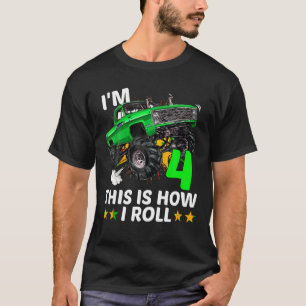 T-shirt Monster Truck 4th Birthday Boys I m 4 Voici commen