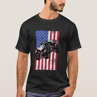 T-shirt Monster Truck American Flag Racing USA Patriotic A
