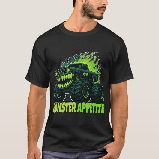 T-shirt Monster Truck Horror Flame - Aggressive Creature (Devant)