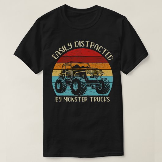 T-shirt Monster Truck Lover Facilement Distrait Par Monste (Design devant)
