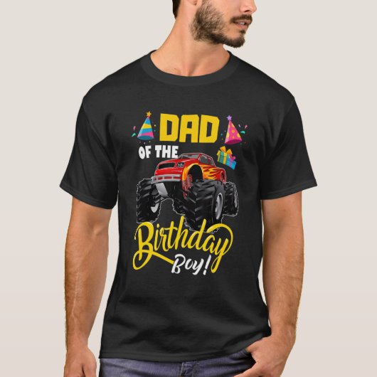 T-shirt Monster Truck Papa Of The Birthday Boy (Devant)