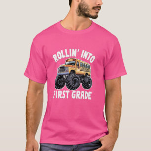 T-shirt Monster Truck School Bus Rollin' In First Grade