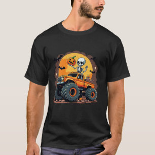 T-shirt Monster Truck Skeleton Halloween Citrouille Jack O