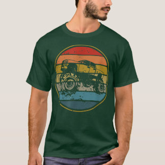 T-shirt Monster Truck Vintage Retro Style Sun Design 