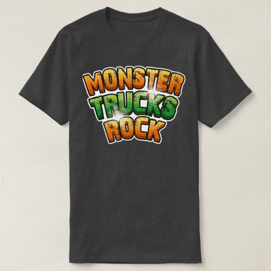 T-shirt Monster Trucks Rock Green et Orange Rock Text (Design devant)