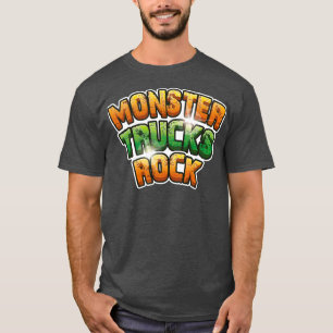 T-shirt Monster Trucks Rock Green et Orange Rock Text