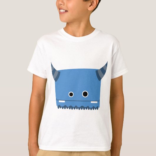 T-shirt Monstre à cornes bleu (Devant)