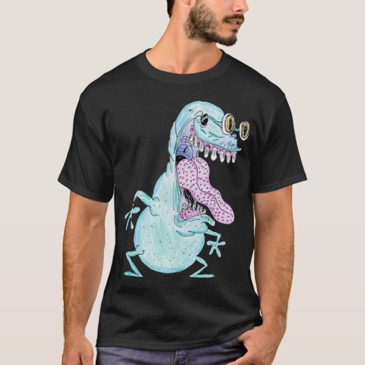T-shirt monstre alien cartoon bleu clair (Devant)