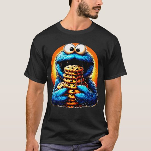 T-shirt Monstre de biscuits dévorant un gâteau au chocolat (Devant)