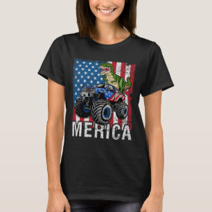 T-shirt Monstre de camion dinosaure américain drapeau amér