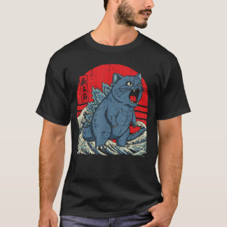 T-shirt Monstre de chat japonais agite drôle Catzilla Art 