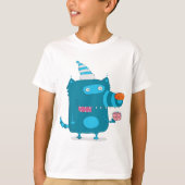 T-shirt Monstre de dessin animé bleu avec Casquette de fêt (Devant)