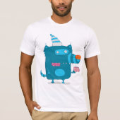 T-shirt Monstre de dessin animé bleu avec Casquette de fêt (Devant)
