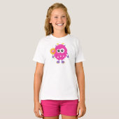 T-shirt Monstre de printemps, Monstre rose, Fleurs, Cornes (Devant entier)