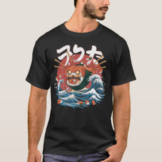 T-shirt Monstre de sushi. Vague Inspirée Japonaise.