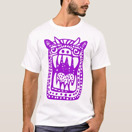 T-shirt Monstre effrayant - Violet (Devant)