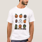 T-shirt monstre en tête de brique Halloween (Devant)